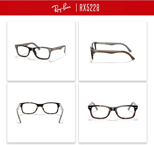 Vista 3 de Ray-Ban RX5228 - Lentes cuadrados para hombre y mujer + paquete con kit de gafas de diseñador iWear