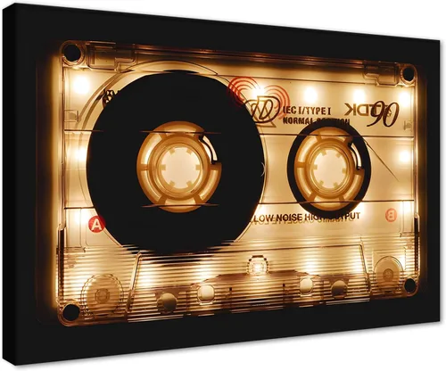 Vista 10 de MAMAGO Impresiones de cinta vintage de cassett motivacional, decoración de pared, cinta azul HD que hace que la felicidad sea más fuerte