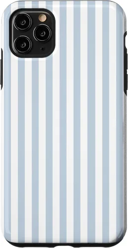 Vista 13 de Funda con patrón geométrico de rayas blancas y azul claro para iPhone 17