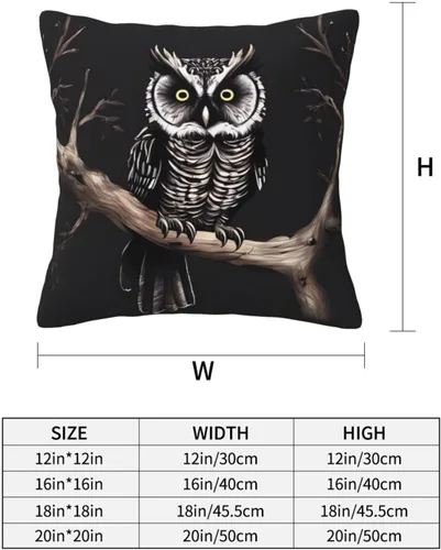 Vista 2 de Fundas de almohada decorativas de 20 x 20 pulgadas para sofá, búho nocturno de doble cara, fundas de almohada cuadradas para sala de estar, funda