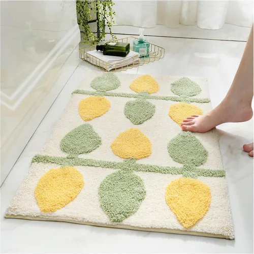 Vista 8 de Apeso Alfombra de baño con patrón de plantas, ultra absorbente, antideslizante, lavable a máquina, alfombra de felpa gruesa, microfibra suave