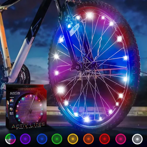 Vista 13 de Activ Life Luces LED para rueda de bicicleta con pilas incluidas. Obtén 100% más brillantes y visibles desde todos los ángulos para la máxima