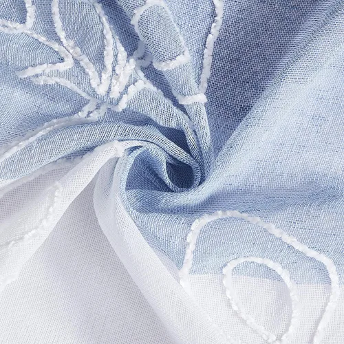 Vista 5 de Dainty Home Silvia - Par de paneles de ventana con bordado floral de chenilla de 76 x 84 pulgadas, color azul, SILV7684BL