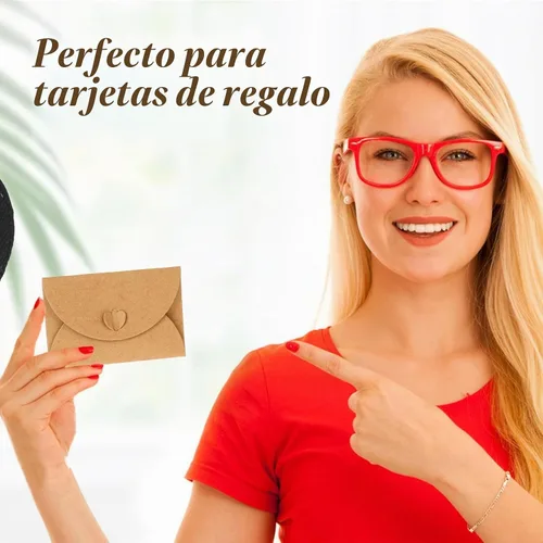 Vista 6 de Mini sobres con tarjetas en blanco de 4.1 x 2.8 pulgadas, portadores de tarjetas de regalo de papel kraft, bonitos sobres pequeños con cierre