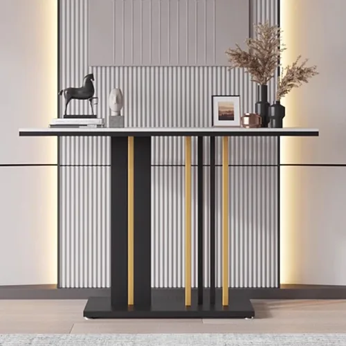 Vista 2 de GIZNXBA Mesa de consola moderna, mesa de sofá estrecha con patas de metal, mesa de entrada, sofá largo detrás del sofá, mesa para entrada, sala
