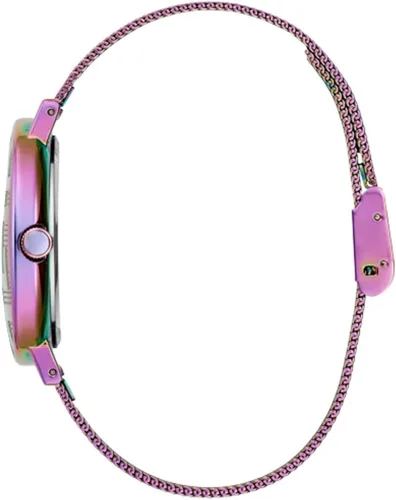Vista 2 de GUESS Reloj para mujer de 1417in correa iridiscente con esfera púrpura Iridiscente