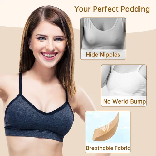 Vista 3 de KSang Bra Pads Inserts 4 Pairs Sewn Edges Breast Padding for Sports Bras Swimsuits Bikini A, B, C, D Cup Available