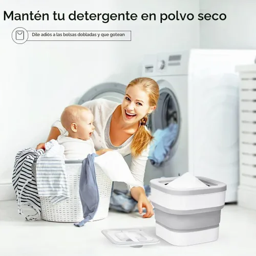 Vista 2 de Conworld Contenedor de detergente para ropa sucia, dispensador de polvo para ropa con cuchara para decoración y accesorios de lavandería, ahorro