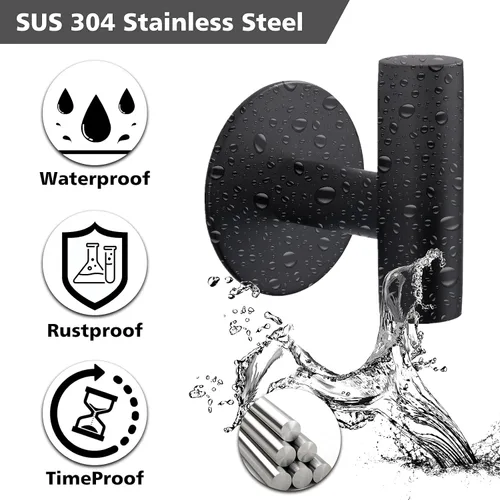 Vista 2 de Bntuk Ganchos adhesivos resistentes para pared, de acero inoxidable, impermeables, para colgar en la pared, ganchos para colgar toallas de baño