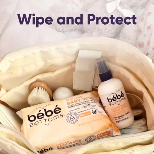 Vista 4 de Bébé Bottoms - Paño facial hipoalergénico y toallitas para bebé, sin fragancia ni parabenos, agradable para la piel sensible, esenciales de viaje