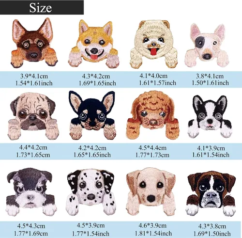 Vista 2 de Lindos parches de perro para ropa, surtido para planchar y coser, decoración bordada, patrones de apliques de cachorro para máscaras, bolsas, jeans