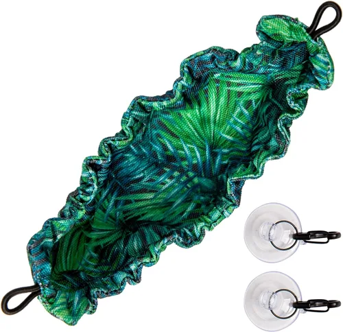 Vista 4 de Accesorios para tanque de Gecko con cresta, hamaca de reptil y hamaca de lagarto (100% poliéster, 7.5 x 2 pulgadas, una ventosa) Accesorios