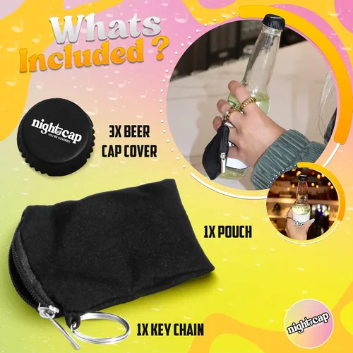 Vista 4 de NightCap Funda de bebida para botellas, cubierta de silicona para botellas de cerveza y protector de tapa de botella, tapa de seguridad