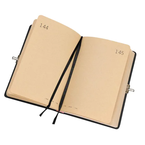 Vista 2 de 365 Day A5 Kraft Paper Hardcover Journals Notebook with Lock 1-Year Journal A Page A Day Daily Diary Scrapbook Numbered Blank Page Sketchbook