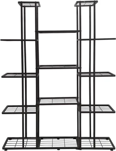 Vista 9 de MTB Garden Soporte grande de metal para plantas de 3 niveles y 8 macetas para interiores y exteriores, estante para macetas, color gris carbón