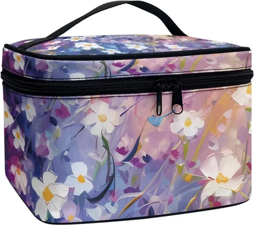 Vista 25 de Flashideas Bolsa de maquillaje para cosméticos Almacenamiento vertical Bolsa de maquillaje de viaje de gran capacidad, Caballo Azteca 1
