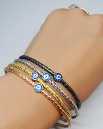 Vista 5 de Evil Eye Sterling Silver Bangle Bracelet for Women