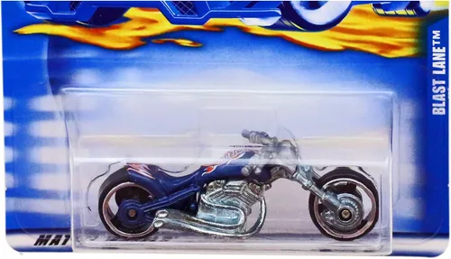 Vista 2 de Mattel Hot Wheels 2001 1:64 Escala Azul Blast Lane Motocicleta Die Cast Car #169