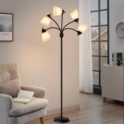 Vista 10 de DINGLILIGHTING DLLT - Lámpara de pie moderna para lectura, 3 luces con cuello de ganso flexible ajustable, lámpara de árbol de pie para sala