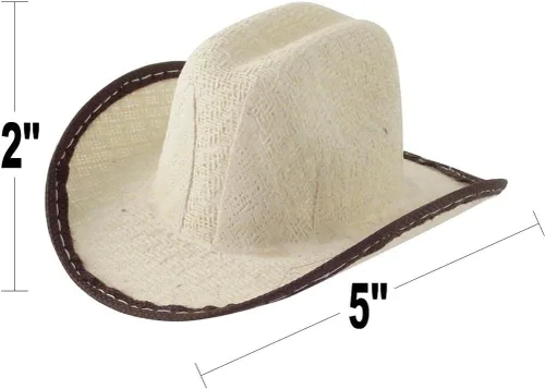 Vista 3 de Mini sombrero de vaquero, 2 pulgadas de alto, paquete de 12, Beige