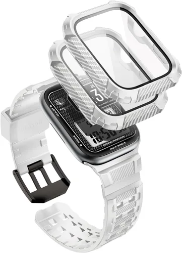 Vista 15 de i-Blason Correa deportiva de poliuretano termoplástico transpirable a prueba de golpes para Apple Watch 9, 8, 7 (1.772 in) con 2 fundas rígidas Negro