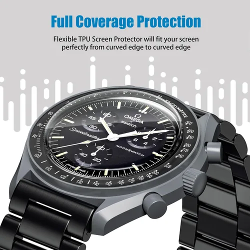 Vista 7 de Stanchev Protector de cristal para Moonswatch, protector de pantalla de TPU suave antiarañazos, compatible con Swatch Omega Moonwatch, protector
