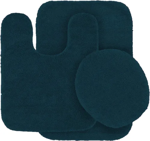 Vista 3 de MK Home Collection - Juego de alfombras de baño, 3 piezas, alfombrilla de contorno y cubierta de tapa, sólido respaldo de goma antideslizante