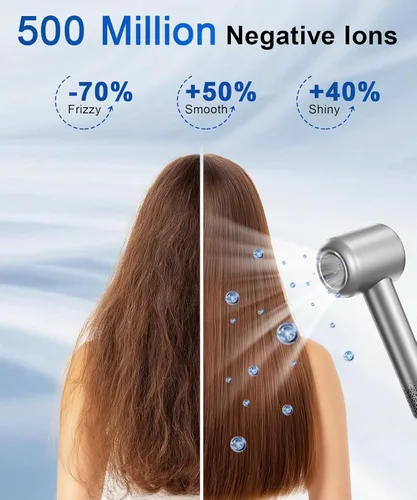 Vista 3 de Secador de pelo, 160000 rpm, secador iónico de alta velocidad con difusor magnético, secador de pelo de secado rápido para mujeres, control