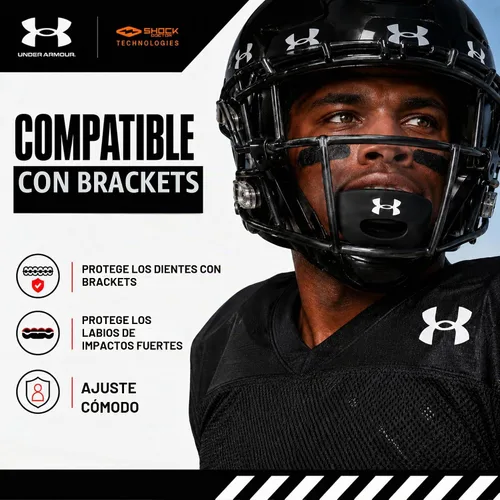 Vista 3 de Under Armour Air - Protector labial para fútbol, protección bucal completa, compatible con brákets, ajuste instantáneo