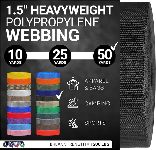 Vista 24 de Strapworks Heavyweight Polypropylene Webbing - Heavy Duty Poly Strapping for Outdoor DIY Gear Repair, 1.5 Inches