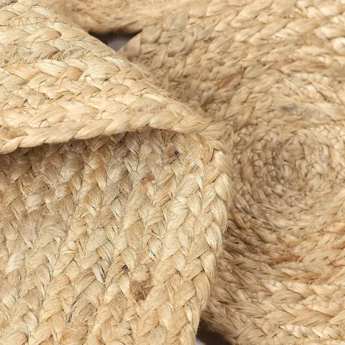 Vista 5 de REDEARTH · Alfombra Redonda – Alfombra de Yute Natural Embrace de 5 Pies, Trenzada Festoneada de Abaca, Hecha por Artesanos, Alfombras de Yute