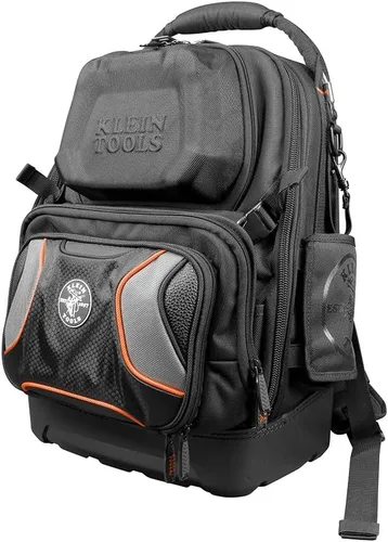 Vista 9 de Klein Tools 55485 Mochila para herramientas, 48 bolsillos, negro/naranja/gris