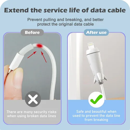 Vista 3 de CameCosy Funda protectora de cable 2 en 1 compatible con iPhone, Android, cable USB tipo C, 2 piezas de silicona estirable para ahorro de cables