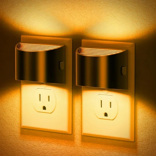 Vista 13 de JandCase Luz nocturna, luces nocturnas automáticas enchufables a la pared, paquete de 2 luces nocturnas modernas con sensor de luz automática, luz