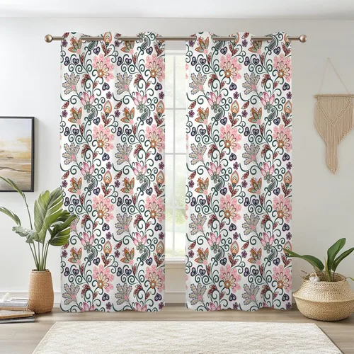 Vista 11 de Renaiss Cortinas opacas botánicas florales para ventana de dormitorio, con ojales, aislamiento térmico, para cocina, juego de 2 paneles de 29