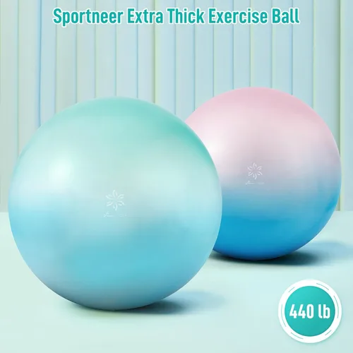 Vista 2 de Sportneer Pelota de ejercicio extra gruesa – Pelota de yoga de 25.6 pulgadas con bomba rápida – Silla de bola de fitness resistente a estallidos