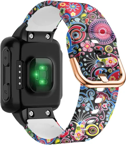 Vista 6 de Correa de reloj compatible con Garmin Forerunner 35, correa de repuesto de silicona con patrón de moda para hombre y mujer