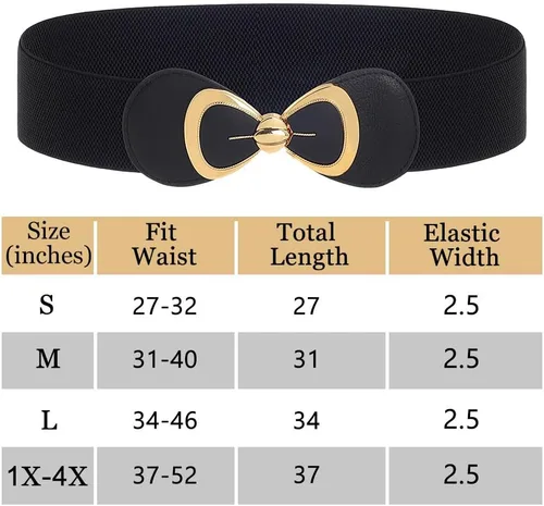 Vista 5 de Wriidy Cinturón elástico de lazo negro Mujeres Stretch Wasit Cinturones para vestido