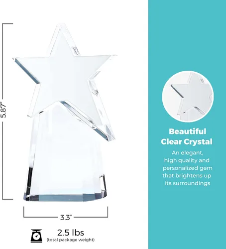 Vista 3 de Baudville Trofeo de cristal grabado del pilar del éxito Quick Star