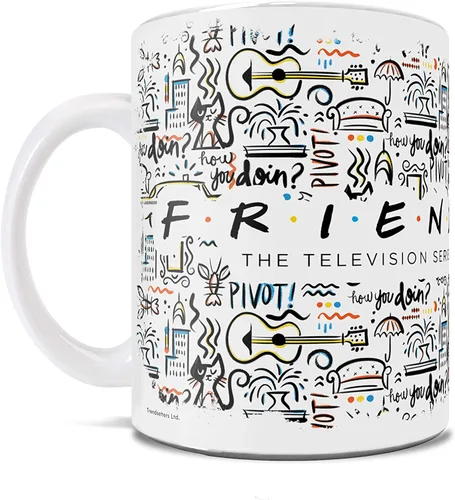 Vista 5 de Trend Setters Friends the Television Show – 25 años – Mercancía oficial – Taza de café o té de cerámica blanca de 11 onzas – perfecta para regalar