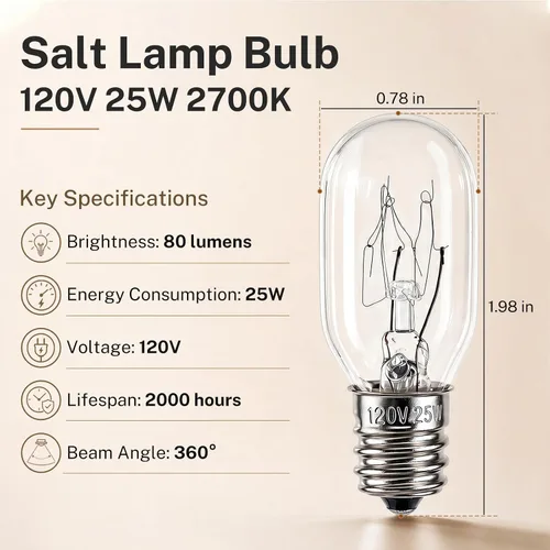Vista 2 de 25W E12 Salt Lamp Bulb 120V 2700K Replacement Light Bulb