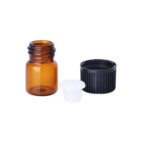 Vista 5 de Mini botellas de aceite esencial vacías botella de muestra de 0.0 fl oz (1/4 dram) 0.1 fl oz (5/8 dram) botella de vidrio ámbar con reductor