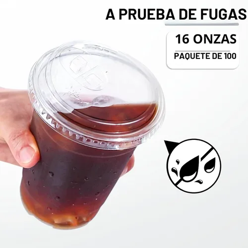 Vista 3 de BYSNOW Paquete de 100 vasos de plástico transparente de 16 onzas con tapas, tazas desechables para café helado con tapas para sorber, vasos
