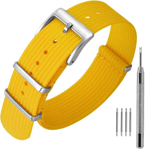 Vista 29 de ANNEFIT - Correa de reloj de nailon de 16mm 18mm 20mm 22mm, correas de reloj militares impermeables de una pieza con hebilla resistente