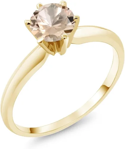 Vista 57 de Anillo de compromiso solitario con piedra preciosa redonda de oro amarillo de 14 quilates de 0.236 in para mujer Ajuste clásico de 6 puntas