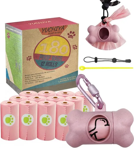 Vista 20 de Dispensador de bolsas de recogida de caca de perro con 1 rollo de color aleatorio, bolsas de residuos para perros a prueba de fugas y perfumadas