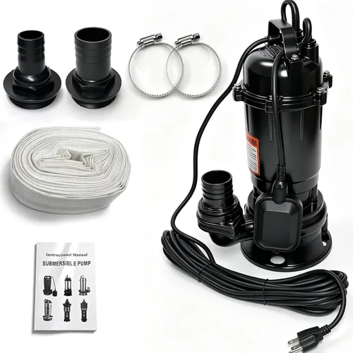 Vista 7 de Bomba sumergible de amoladora de aguas residuales de 2 HP de 220 V, con aspas, bomba de efluente de hierro fundido con interruptor de flotador