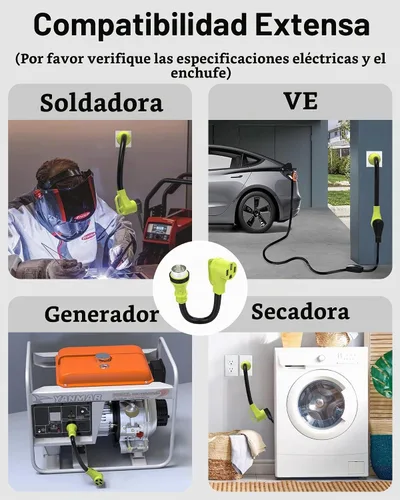Vista 6 de Adaptador de bloqueo giratorio de 50 amperios con mango de agarre, adaptador NEMA SS2-50P macho a 14-50R hembra, adaptador de cable de alimentación