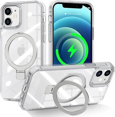 Vista 81 de CHAOFEnG Funda magnética compatible con iPhone 11 con soporte, prueba de caídas de grado militar, compatible con imán, anillo translúcido, parte