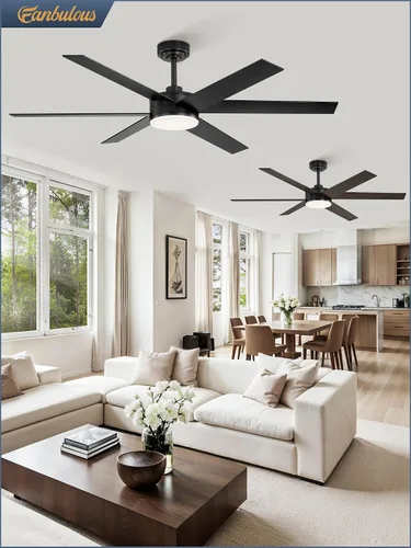 Vista 7 de Fanbulous Ventiladores de techo de 56 pulgadas con luces y control remoto, 6 aspas reversibles, regulables, 3000K-6000K ajustables, ventiladores